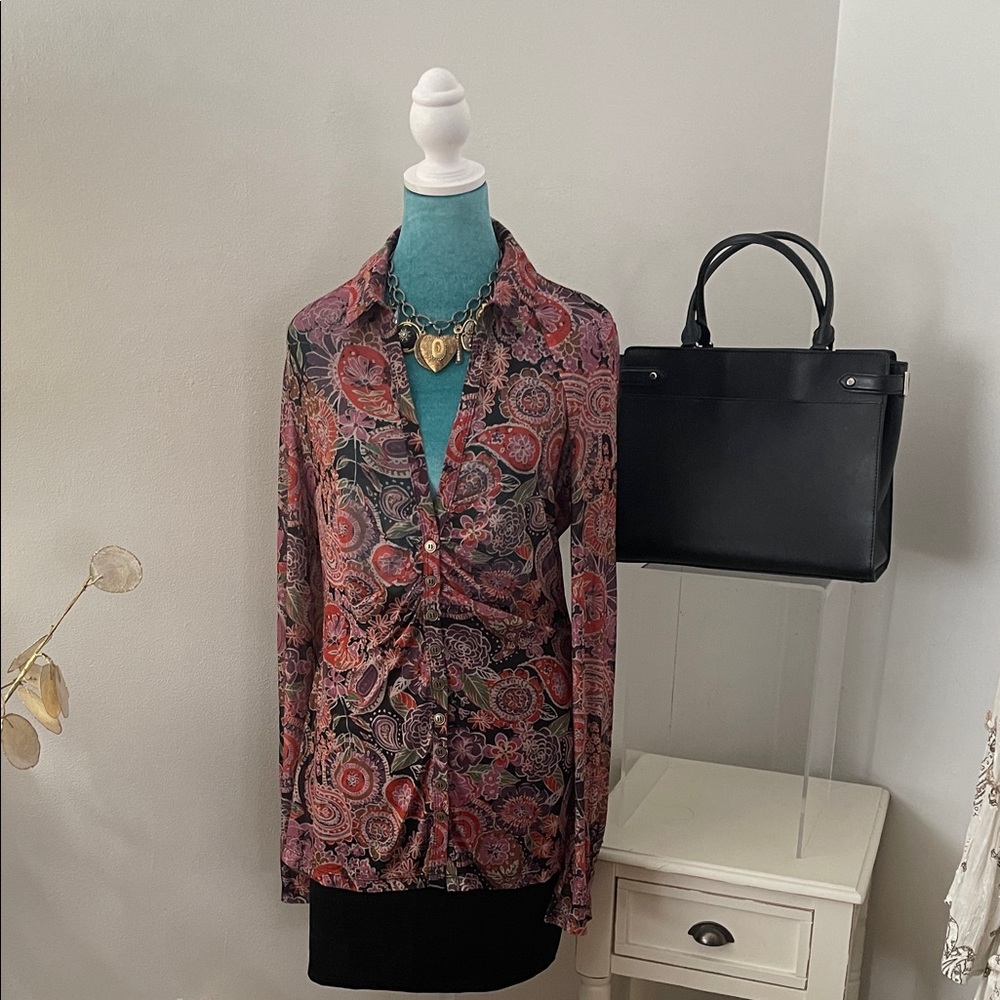 NATURAL LIFE Pink Multi Paisley Ruched Blazer